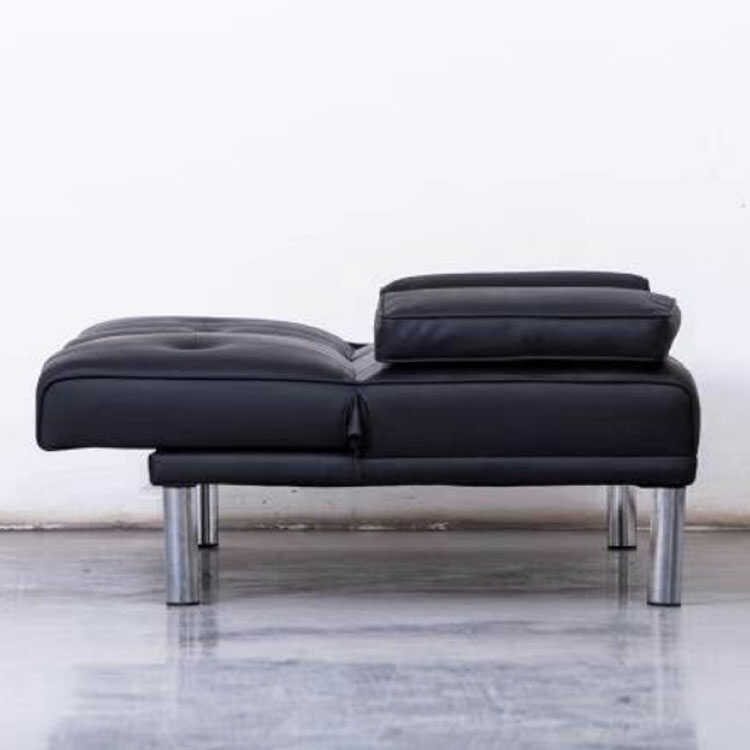 SF-3859 ブラック革張りソファーベッド｜178cmリクライニング