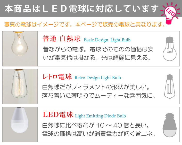 白熱球・LED電球・レトロ球の説明