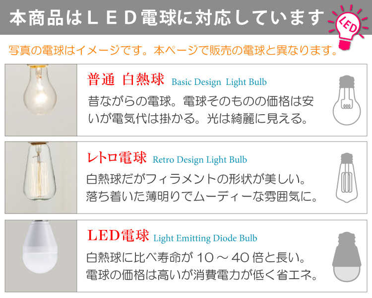 白熱球・LED電球・レトロ球の説明