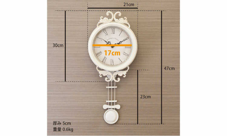 CL-2307 クラシックな壁掛け振り子時計のサイズ詳細画像