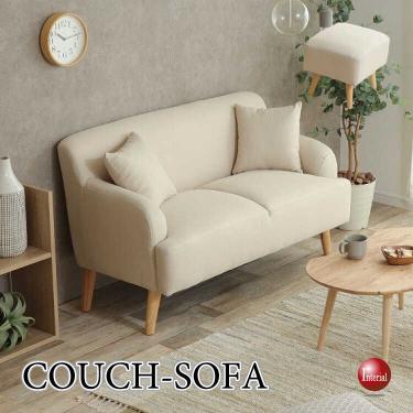 幅115cm・オットマン付き布製2P-SOFA（アイボリー／ファブリック張り）