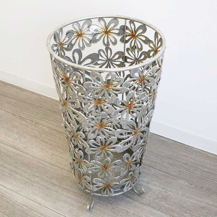 青とオレンジ色の花柄 傘立て 花器 青とオレンジ色の花柄 傘立て 花器