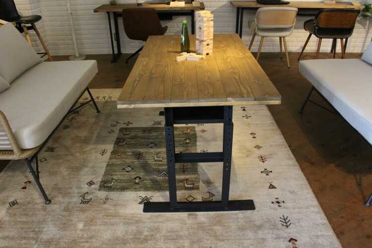 DI-2306 ヴィンテージ昇降式ダイニングテーブル｜130cm無垢材