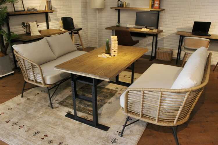 DI-2306 ヴィンテージ昇降式ダイニングテーブル｜130cm無垢材