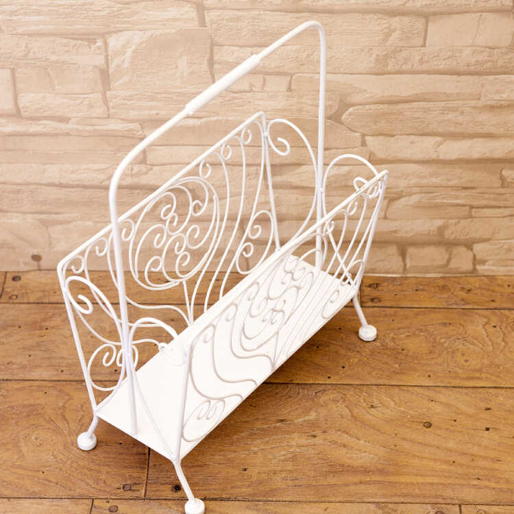 ローラアシュレイアイアンマガジンラック ホワイトアンティーク