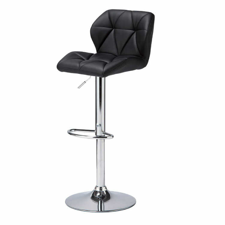 CC-1012 レザー製ブラック黒カウンターチェア｜PU革張り・昇降式