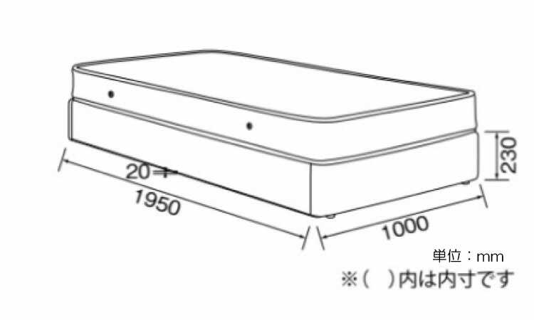 BE-3210 ヘッドボードレスのシングルベッドのサイズ詳細画像