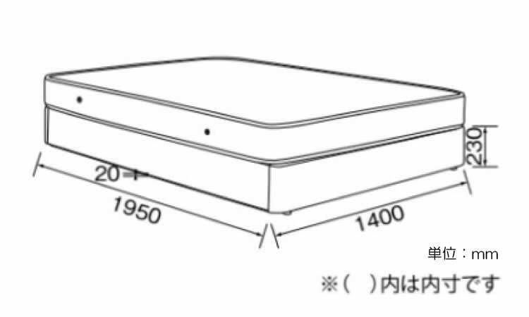 BE-3211 ヘッドボードレスのダブルベッドのサイズ詳細画像