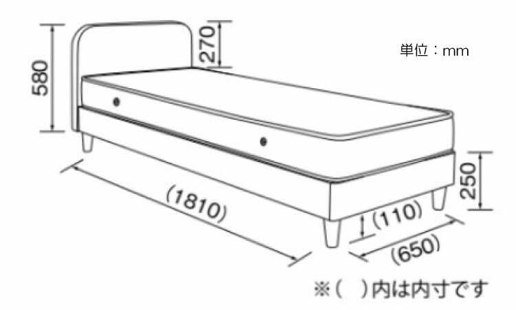 BE-3214 子供部屋におすすめPOPでかわいいセミシングルベッドのサイズ詳細画像