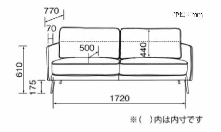 SF-3964 幅186cmポケットコイル使用スウェード風布製ソファーのサイズ詳細画像