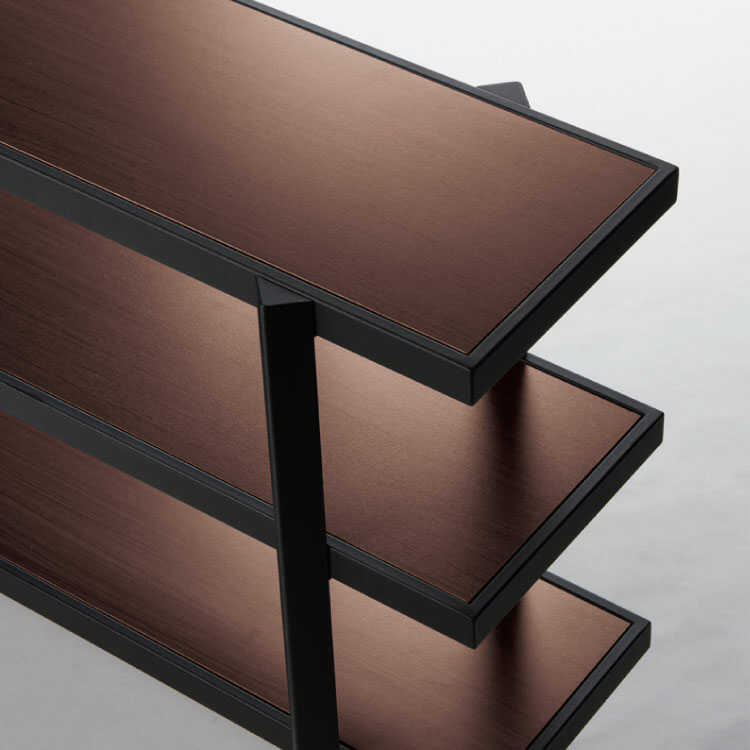 RA-3367 ウォールナット柄×ブラック高級オープンラック135cm