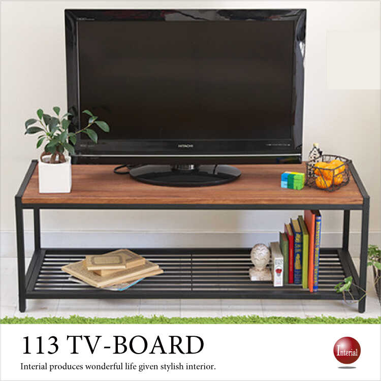 TB-2638 パイン材&アイアン製オープンテレビ台
