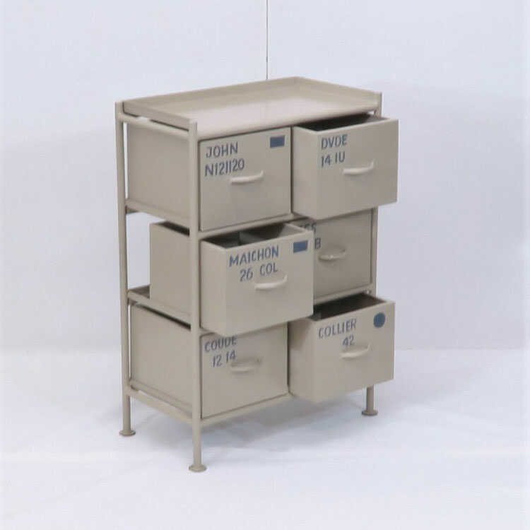 ヴィンテージラウンドチェスト RA-3402 ヴィンテージなスチール製チェスト3段｜57cmベージュ