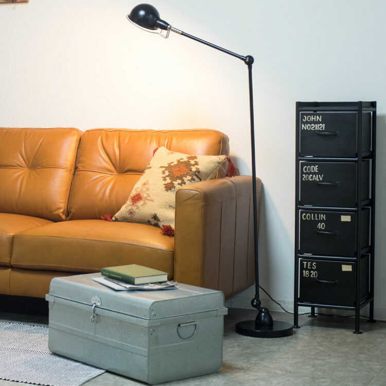 RA-3407 スリムスチール製引出し収納｜トールタイプ4段・ブラック