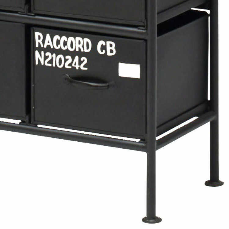 RA-3408 スチール製引出し収納ロータイプ｜黒ブラック・完成品