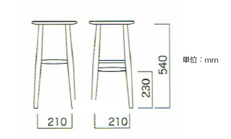 CC-1017 北欧風の天然木製ハイツールのサイズ詳細画像