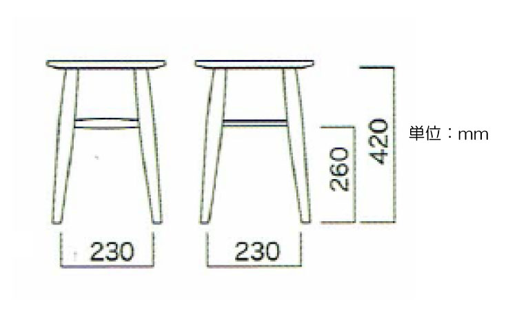CH-4051 北欧風の天然木製スツールのサイズ詳細画像