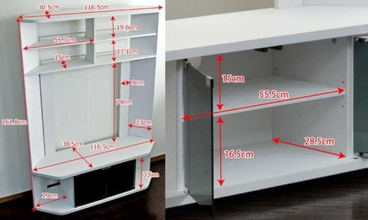 TB-2654 幅116cm・50型対応のコーナーテレビ台（白ホワイト／ハイタイプ）