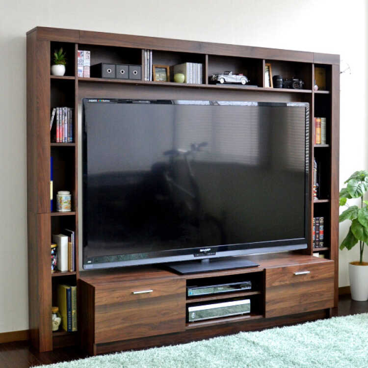TB-2655 壁面テレビ台70型まで対応｜幅205cm大型ハイタイプ