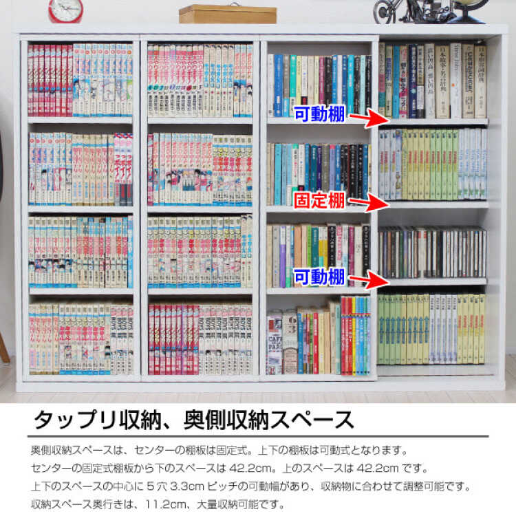 スライド本棚　コミック用 RA-3475 縦横両方使えるスライド書棚｜2台セット・コミック本収納