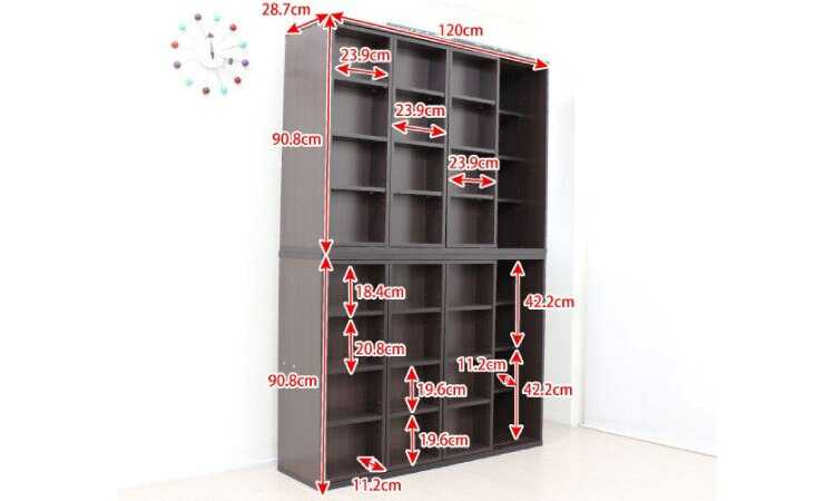 RA-3476 たてよこ設置できるスライド本棚のサイズ詳細画像