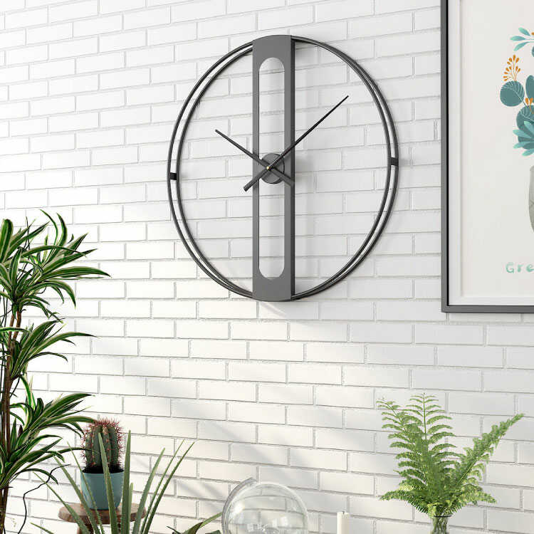 CL-2333 スタイリッシュ黒ブラック壁掛け時計｜大きい直径50cm