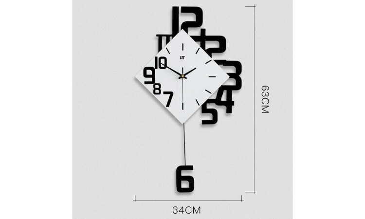 CL-2343 数字をおしゃれにデザインした壁掛け時計のサイズ詳細画像