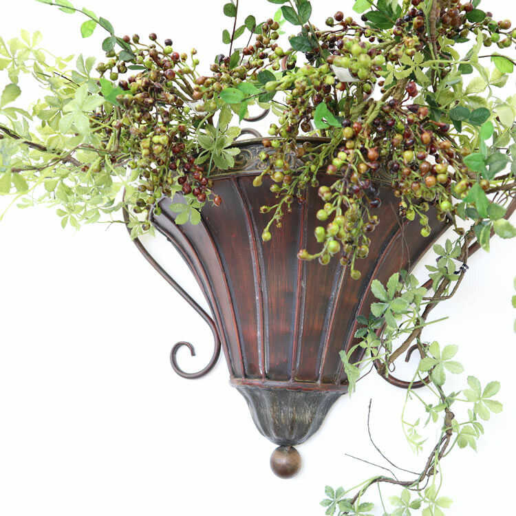 OT-1574 アンティークな壁掛けウォールプランター｜アイアン製