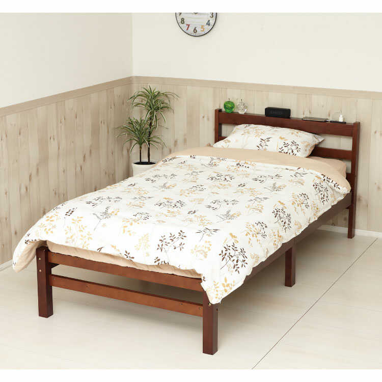 BE-3216 おしゃれ北欧風シングルベッド｜すのこ・天然木製ブラウン