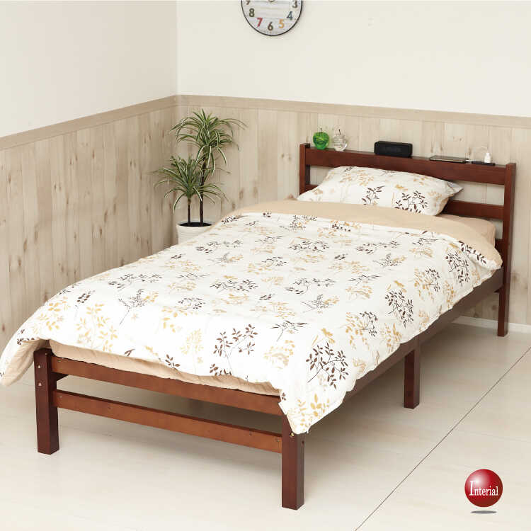 BE-3216 おしゃれ北欧風シングルベッド｜すのこ・天然木製ブラウン