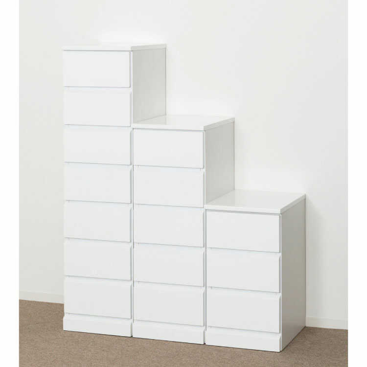 RA-3495 白鏡面ミニチェスト3段｜幅30cm・光沢ホワイト