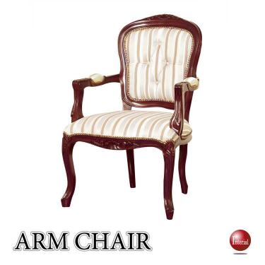 英国ヨーロピアンな高級椅子（肘付き／天然木マホガニー製／布張り／完成品）