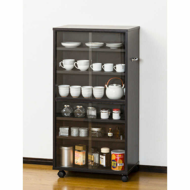 RA-3540 キャスター付きDVD＆コミック収納｜幅53cmガラス扉