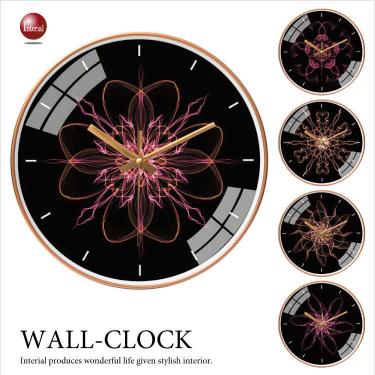 アートでおしゃれな壁掛け時計（選べる5サイズ＆5デザイン／フレームゴールド色／音なしスイープ針）