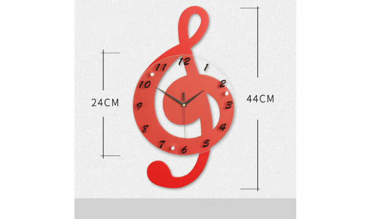 CL-2424 子供部屋に人気音符デザインの壁掛け時計のサイズ詳細画像