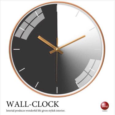 スマートでかわいい壁掛け時計（黒ブラック系／静かな連続秒針／フレーム色ゴールド）