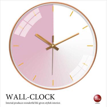 スマートでかわいい壁掛け時計（ピンク系／静かな連続秒針／フレーム色ゴールド）