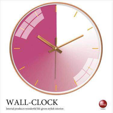 スマートでかわいい壁掛け時計（赤レッド系／静かな連続秒針／フレーム色ゴールド）