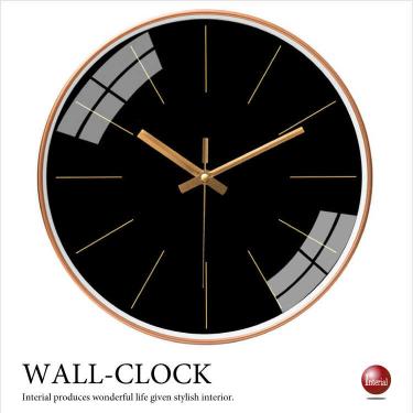 シンプルでスタイリッシュな壁掛け時計（静かなスイープムーブメント／フレーム色ゴールド）