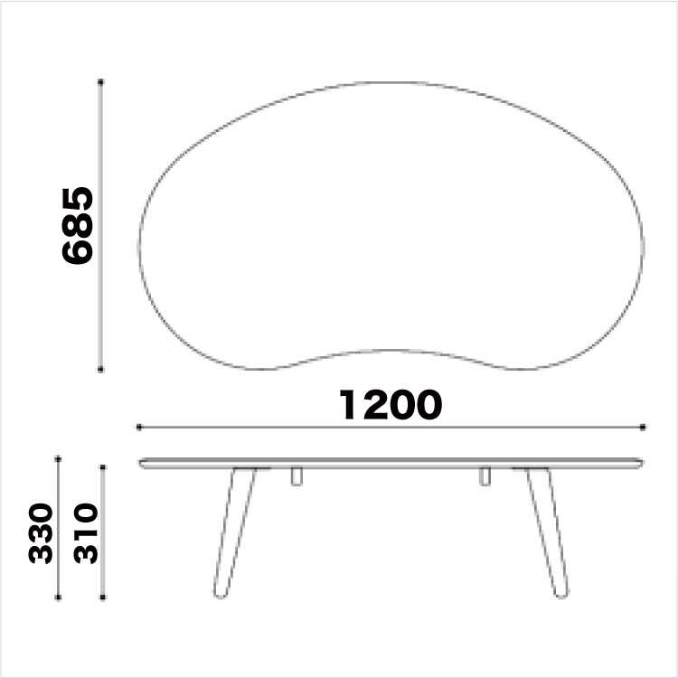 TA-2764 幅120cm天然木ウォールナット無垢材ローテーブルのサイズ詳細画像