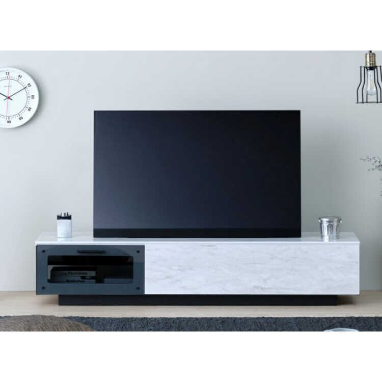 TB-2695 白ホワイト大理石柄テレビボード｜幅150cm・完成品