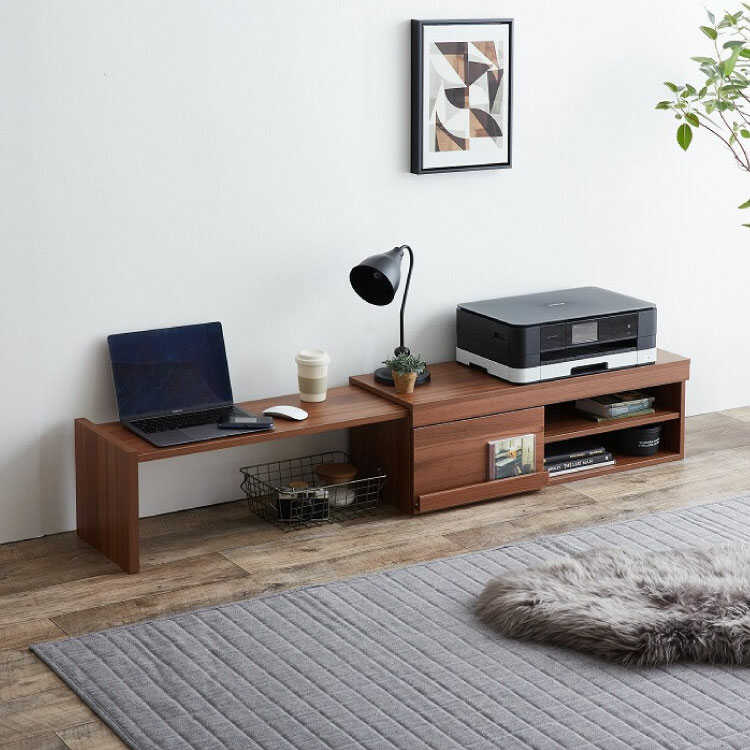 伸長式　TV台兼デスク テレビ台 ハイタイプ 伸縮 収納 デスク OFF 100 TVB DESK｜家具