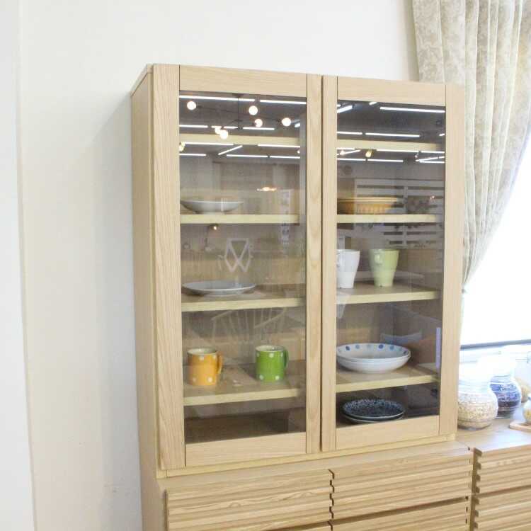 楽天市場】食器棚 天然木薄型スリムカップボード 高121cm 幅80cm