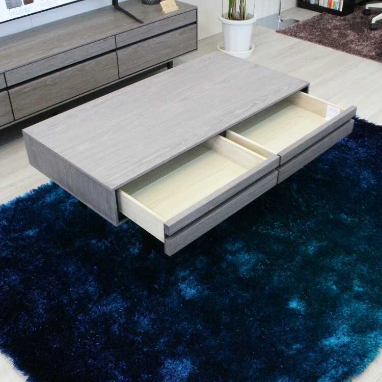 センターテーブル（グレー） 幅約100cm [完成品/脚のみ取付