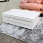 ホワイト鏡面リビングテーブル