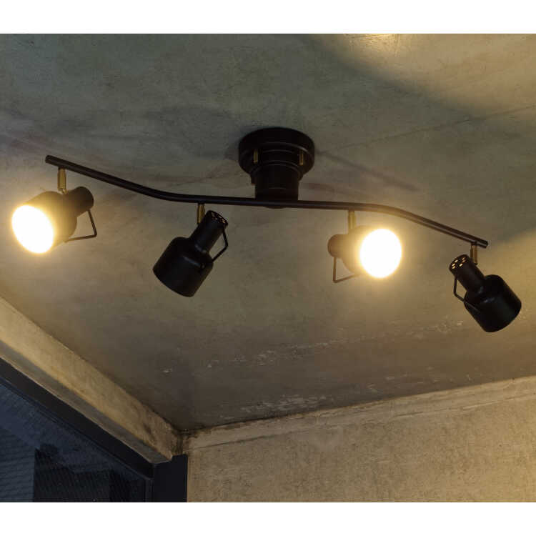 ⭕*️様 ブラック スポットライト 4灯 LEDシーリング・スポットライト（4連：ホワイト/ブラック）木製