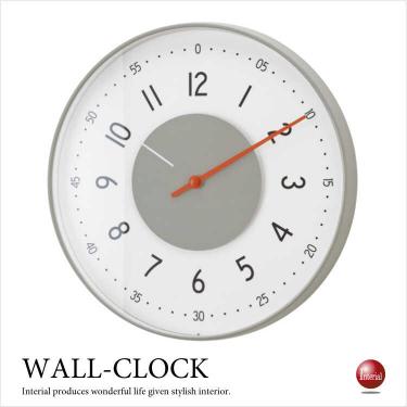 秒針が円盤の個性的なデザインが素敵な壁掛け時計（音がしない静かな連続秒針）