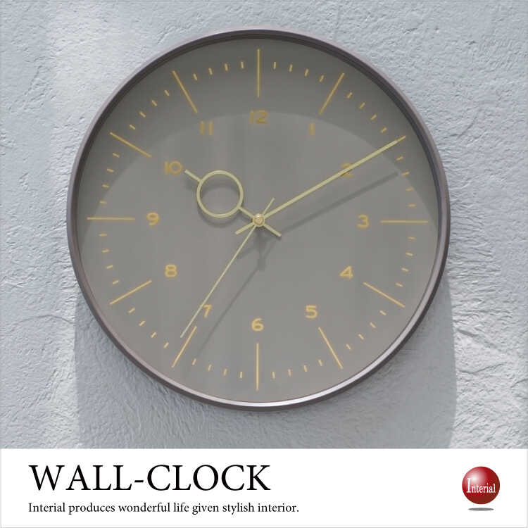 壁掛け時計 グレーベージュ盤 シンプル 壁掛け G 秒針静音 北欧 アンティーク
