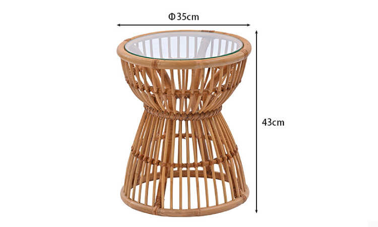 TA-2799 直径35cmラタン籐製のアジアンなサイドテーブルのサイズ詳細画像
