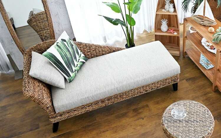 籐家具　ラタンソファ　ラタン 2人掛けソファ ラタン 座面高40cm クッション付 Breeze （ 開梱